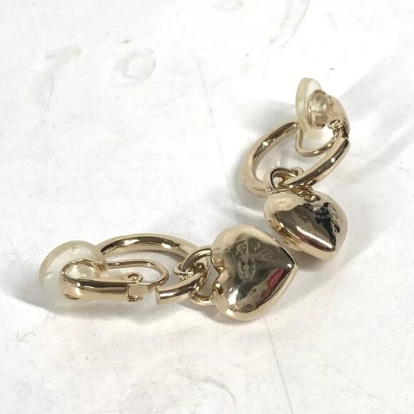 CHANEL 22B CC CC Mark Heart Accessories Earrings Metal Gold Unused - Picture 2 of 13